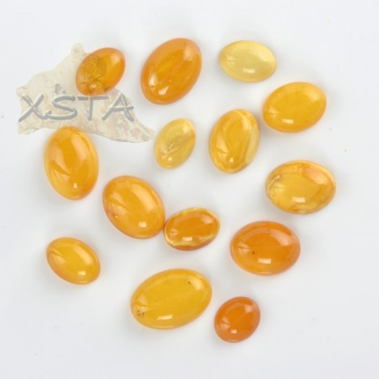 Amber cabochons for rings 14 units